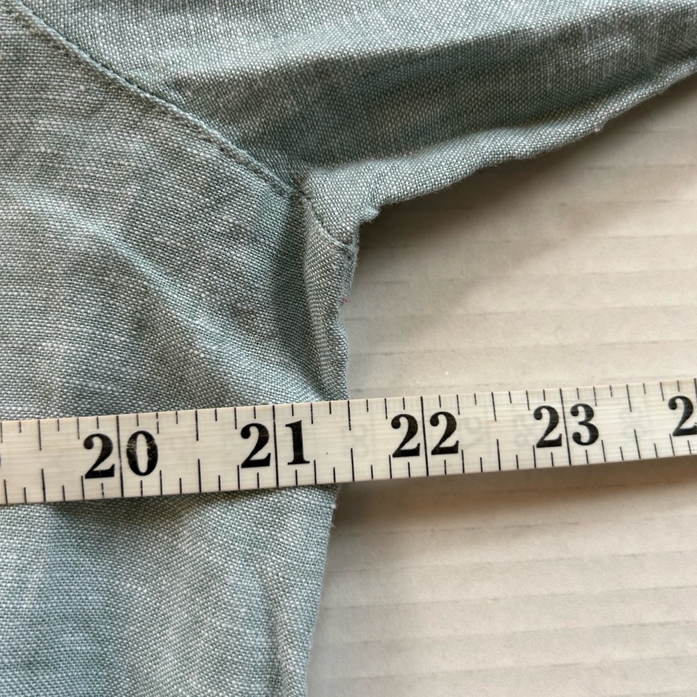 Sigrid Olsen 100% Linen Button Down Sage Color Sh… - image 8